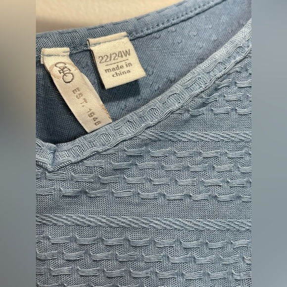 NWOT CATO EST 1946 Blue Short Sleeve Cold Shoulder Top Size 22/24W - Picture 3 of 7